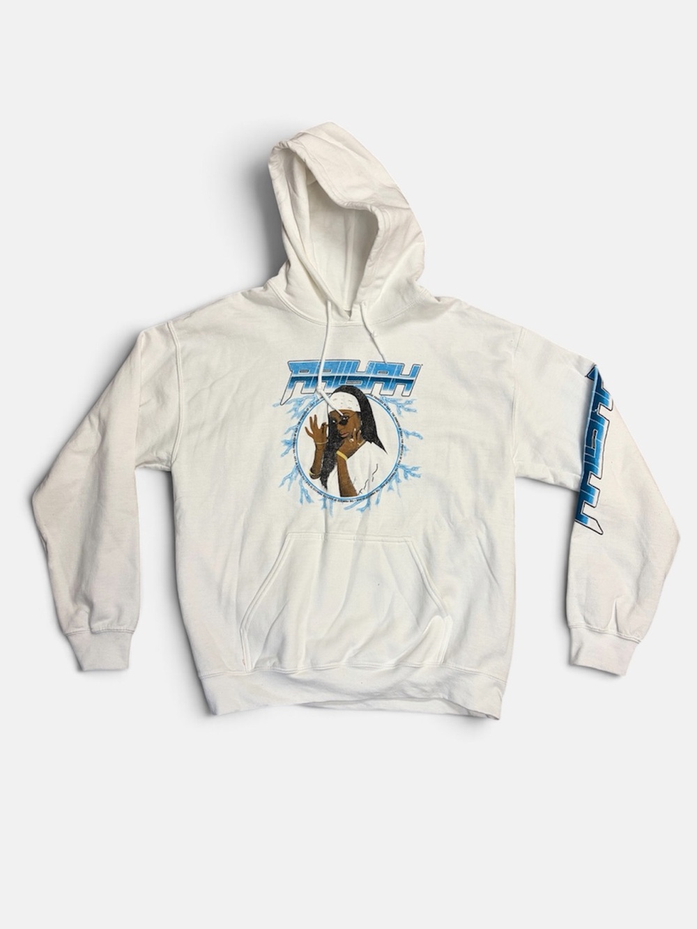 White Graphic Hoodie with Blue Accent - Aaliyah hoodie